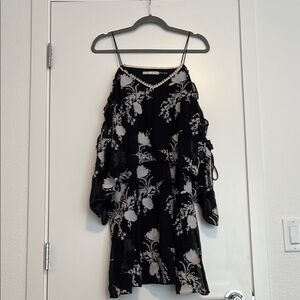 Elegant Black and White Floral Dress